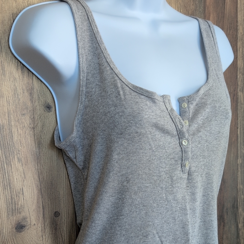 H&M Gray Ribbed Crop Tank Top M T149 - Picture 2 of 7